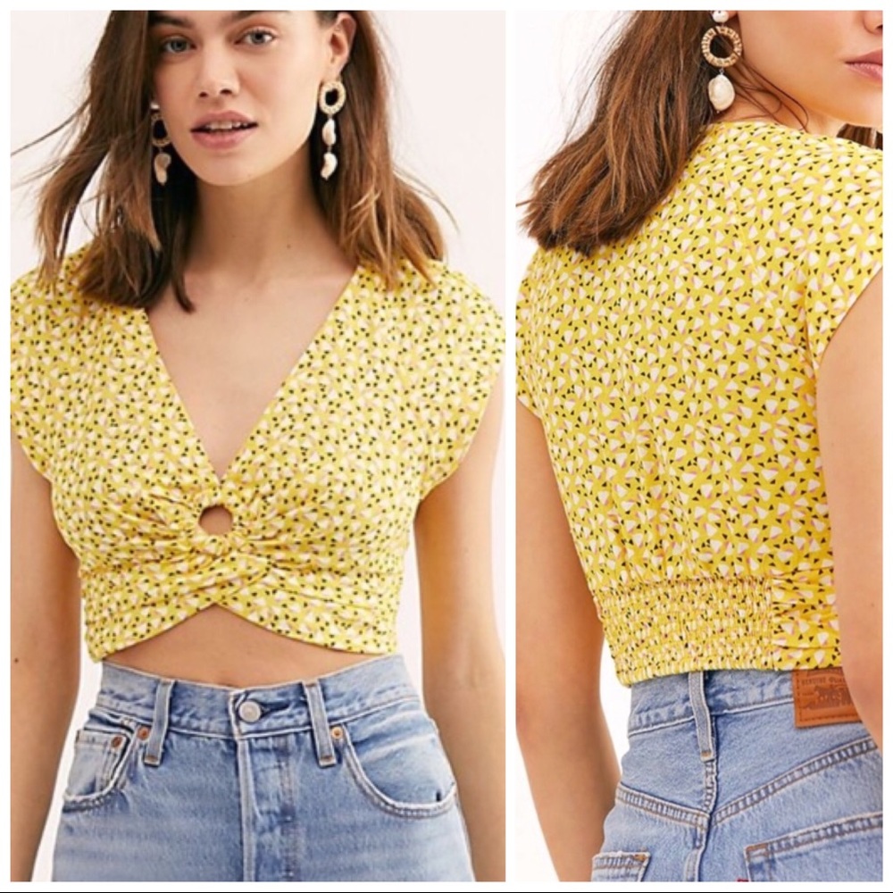 ✖️SOLD✖️•FREE PEOPLE• Havana Honey Linen Crop Top - Picture 7 of 8